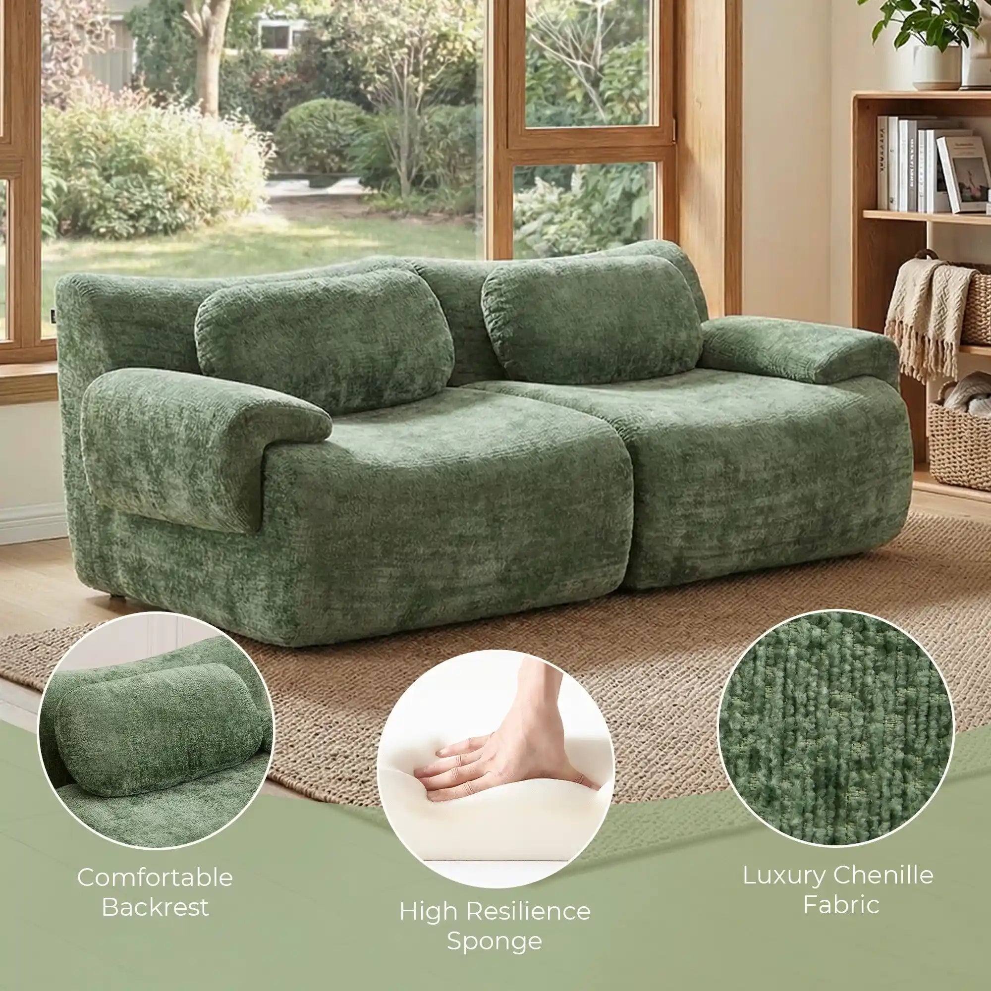 Selene Compressed Modular Sofa Bed-14.2" Seat Height