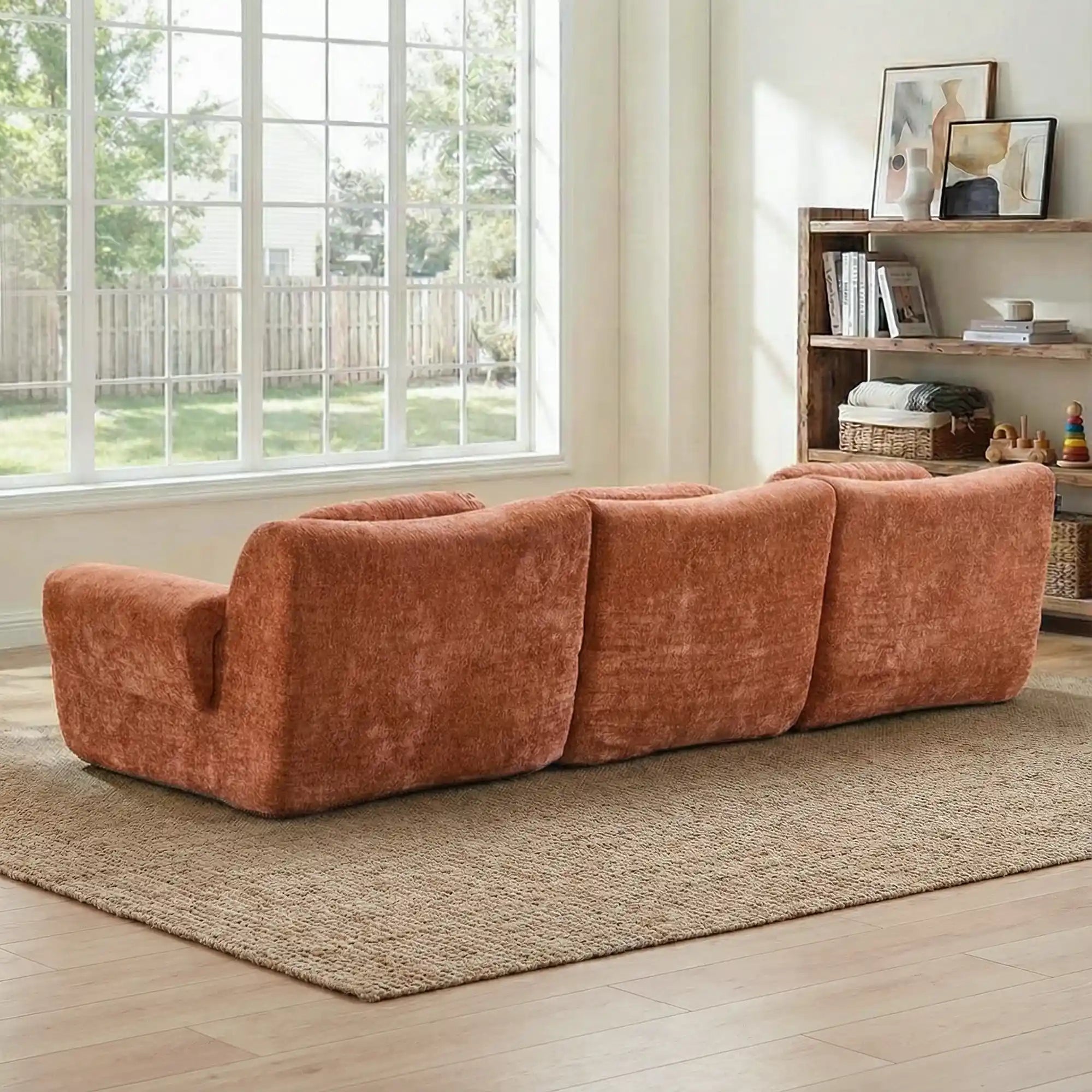 Nephele Wave-Shaped Compressed Sectional Sofa(3-Seater)