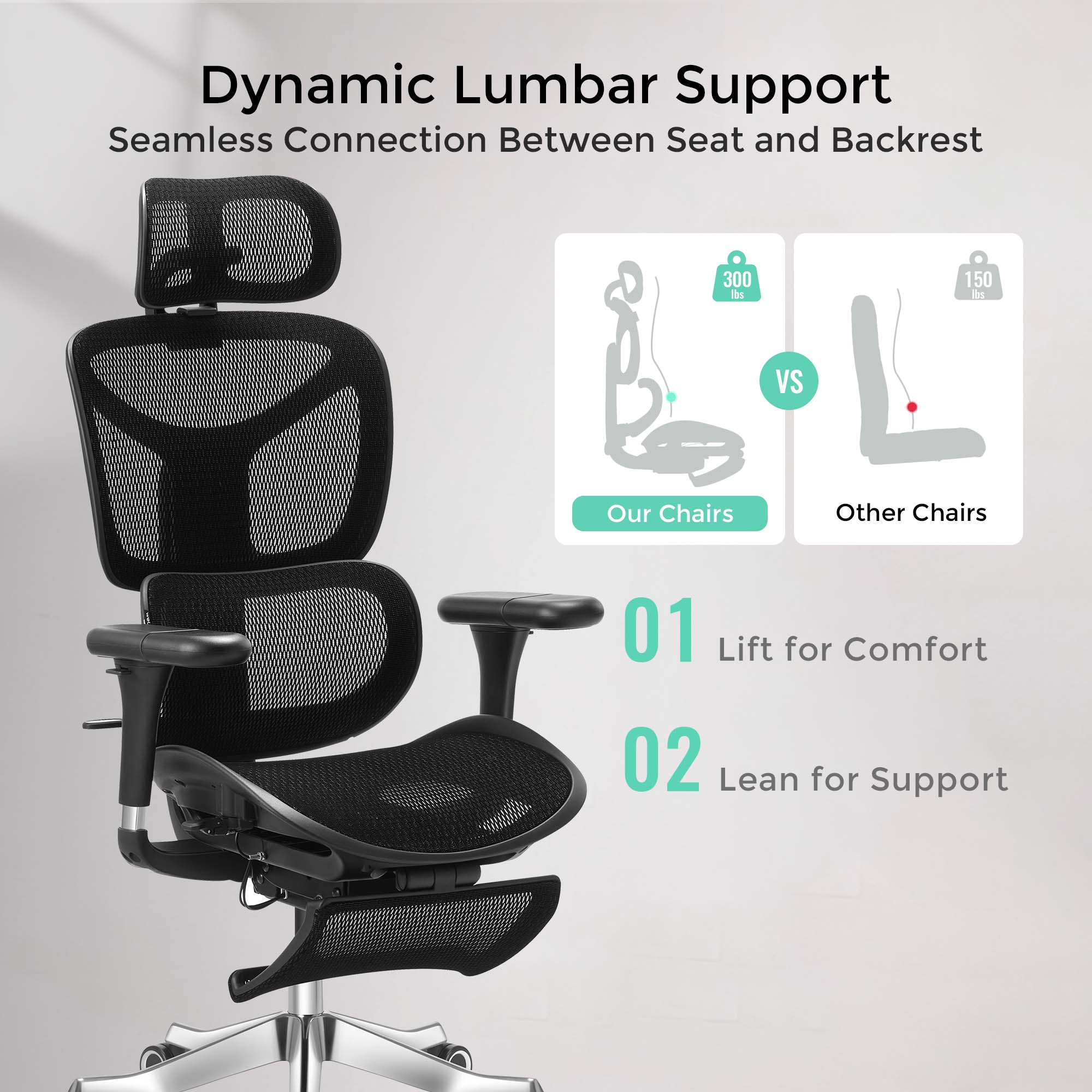 S9 Pro Ergonomic Office Chair with One-Touch Adjustment