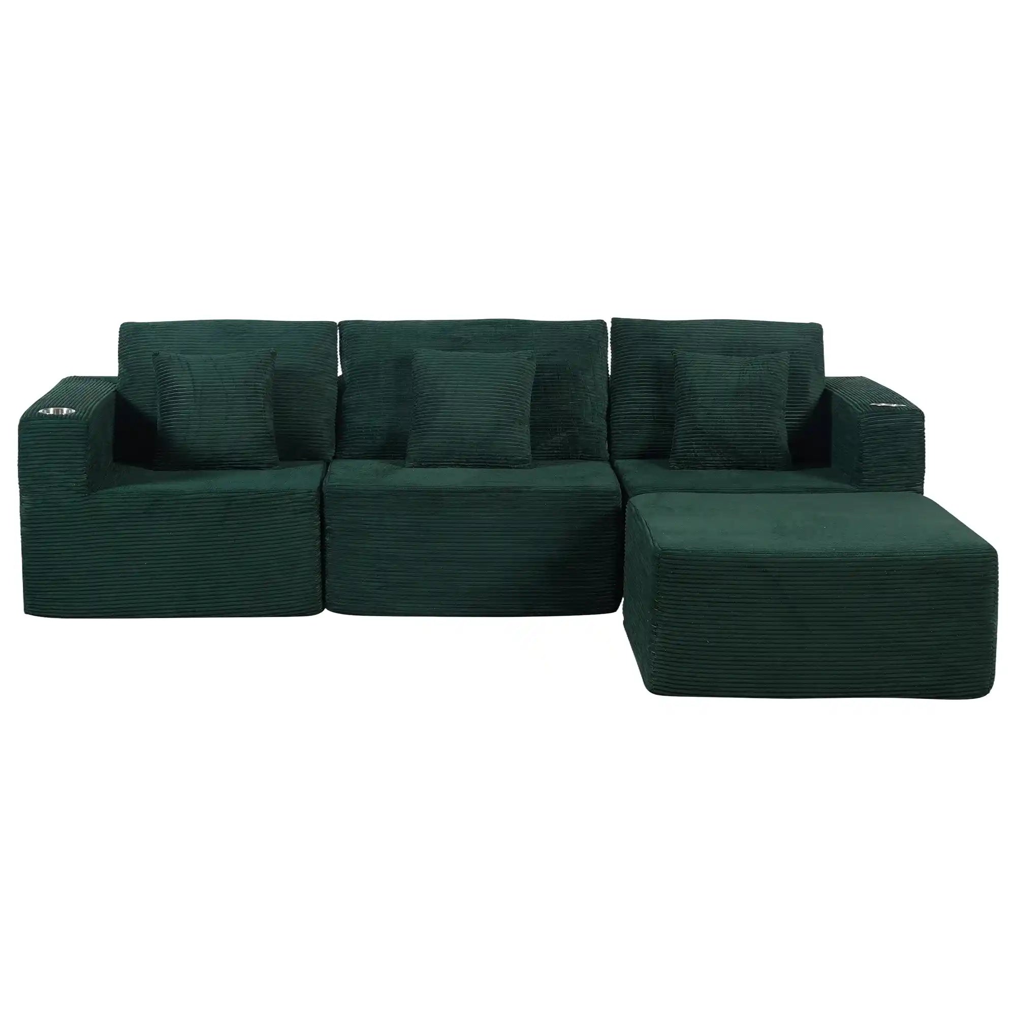 Hestia Compressed Modular Sofa with Cup Holders & Storage