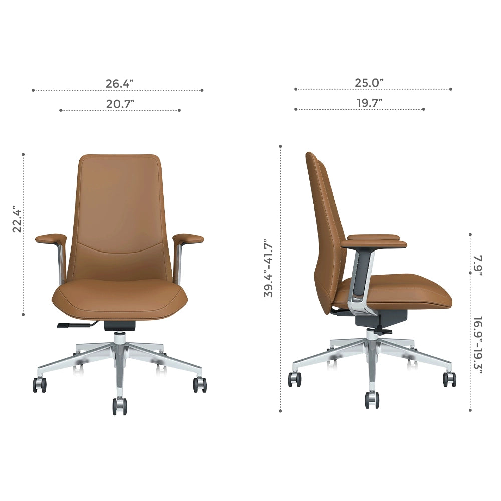Neris Mid-Back Leather Office Chair with Best Value