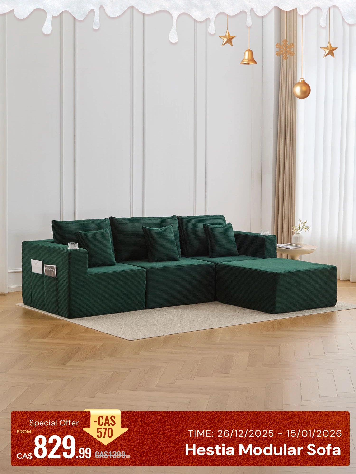 Hestia Modular Sectional Compressed Sofa