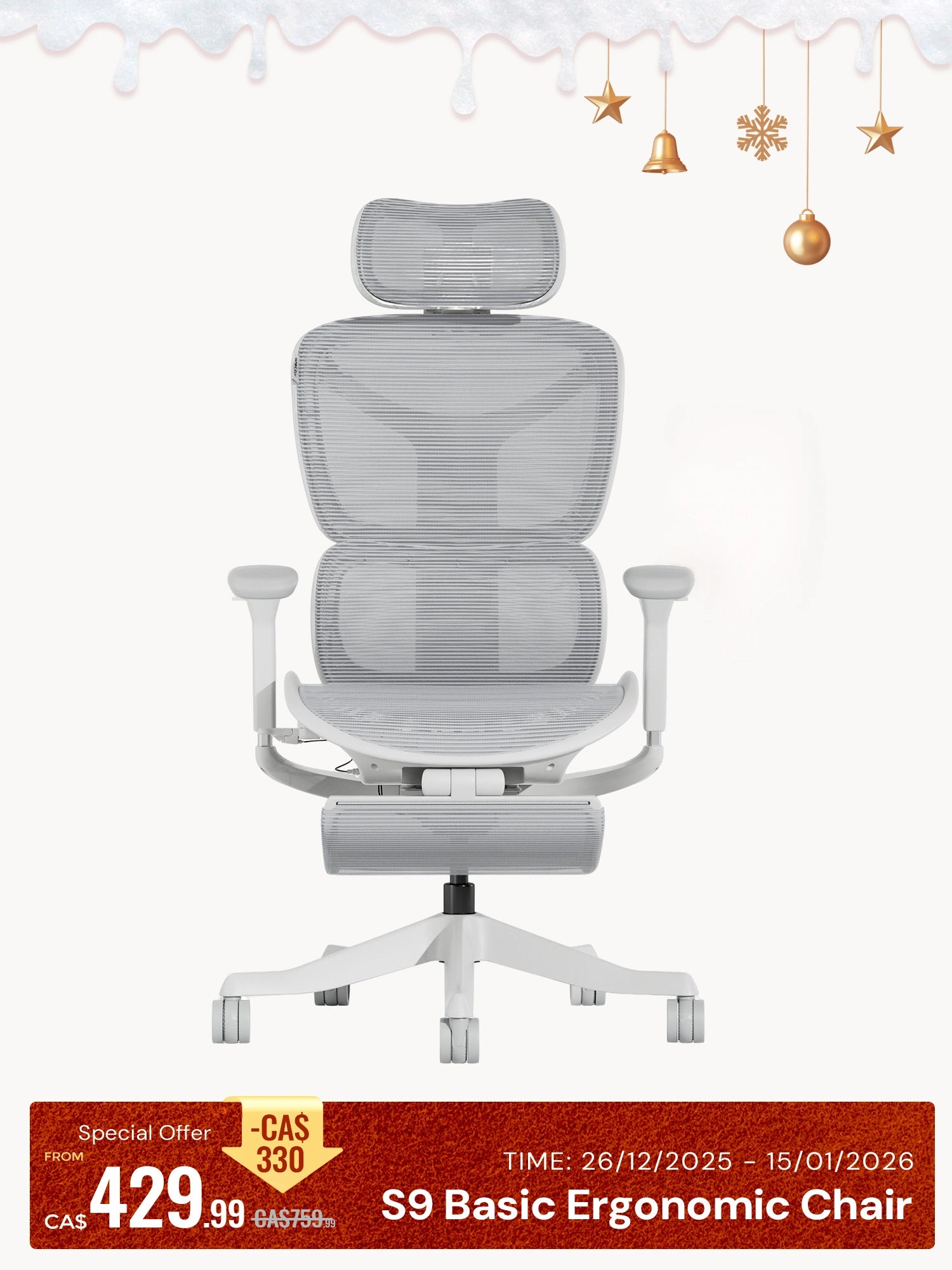 S9 Basic Ergonomic Office Chair with One-Touch Adjustment