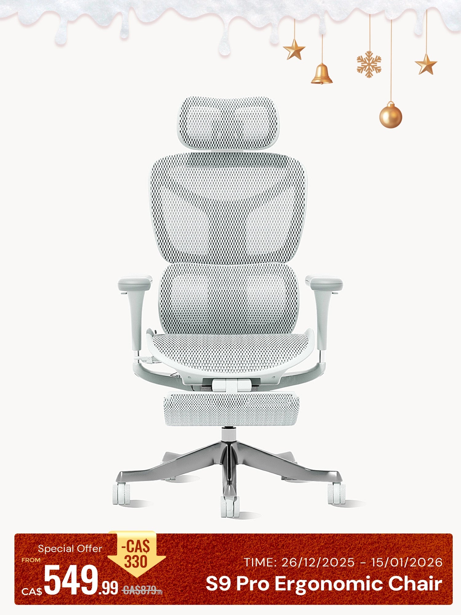 S9 Pro Ergonomic Office Chair with One-Touch Adjustment