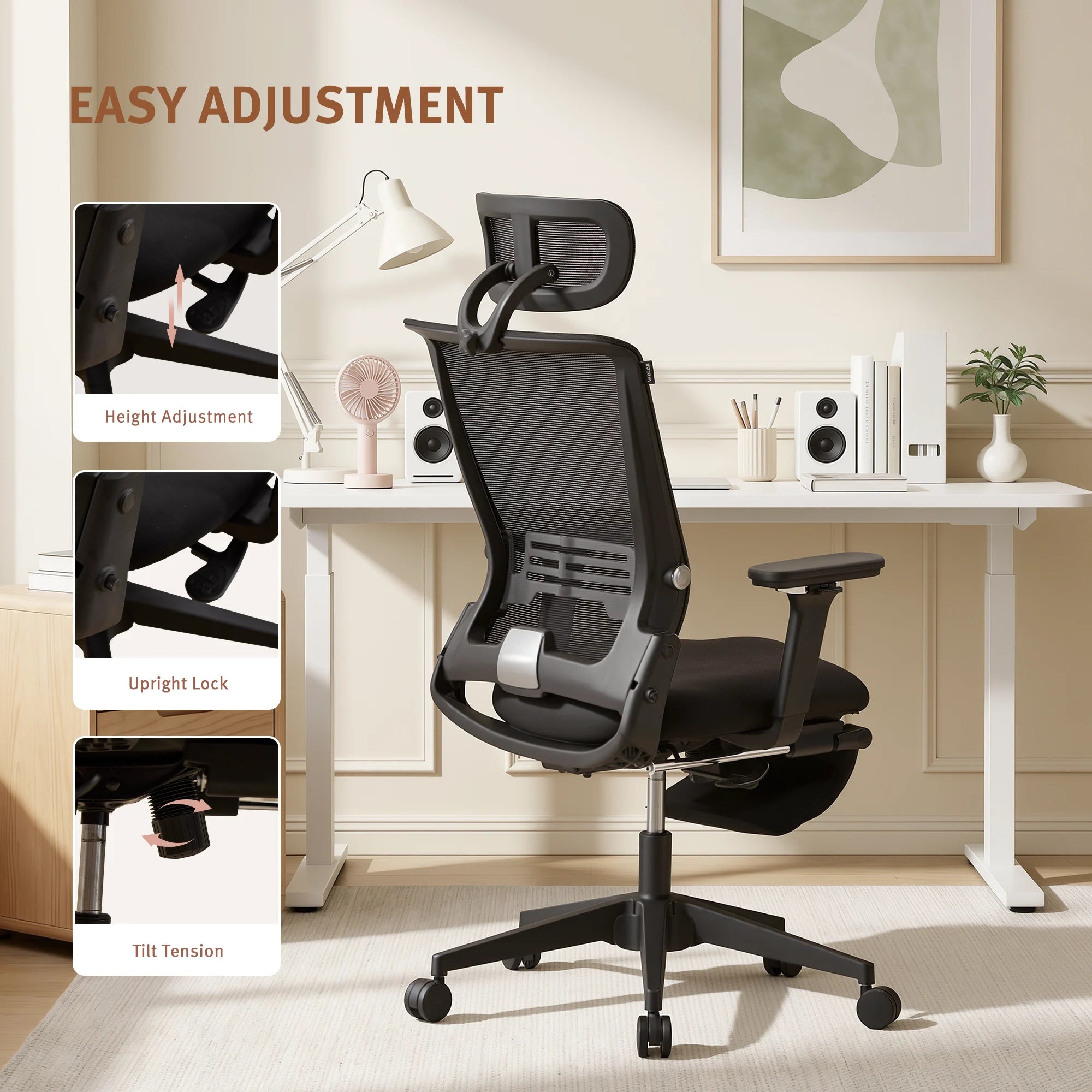 S4 Ergonomic Desk Chair with Foldable Backrest