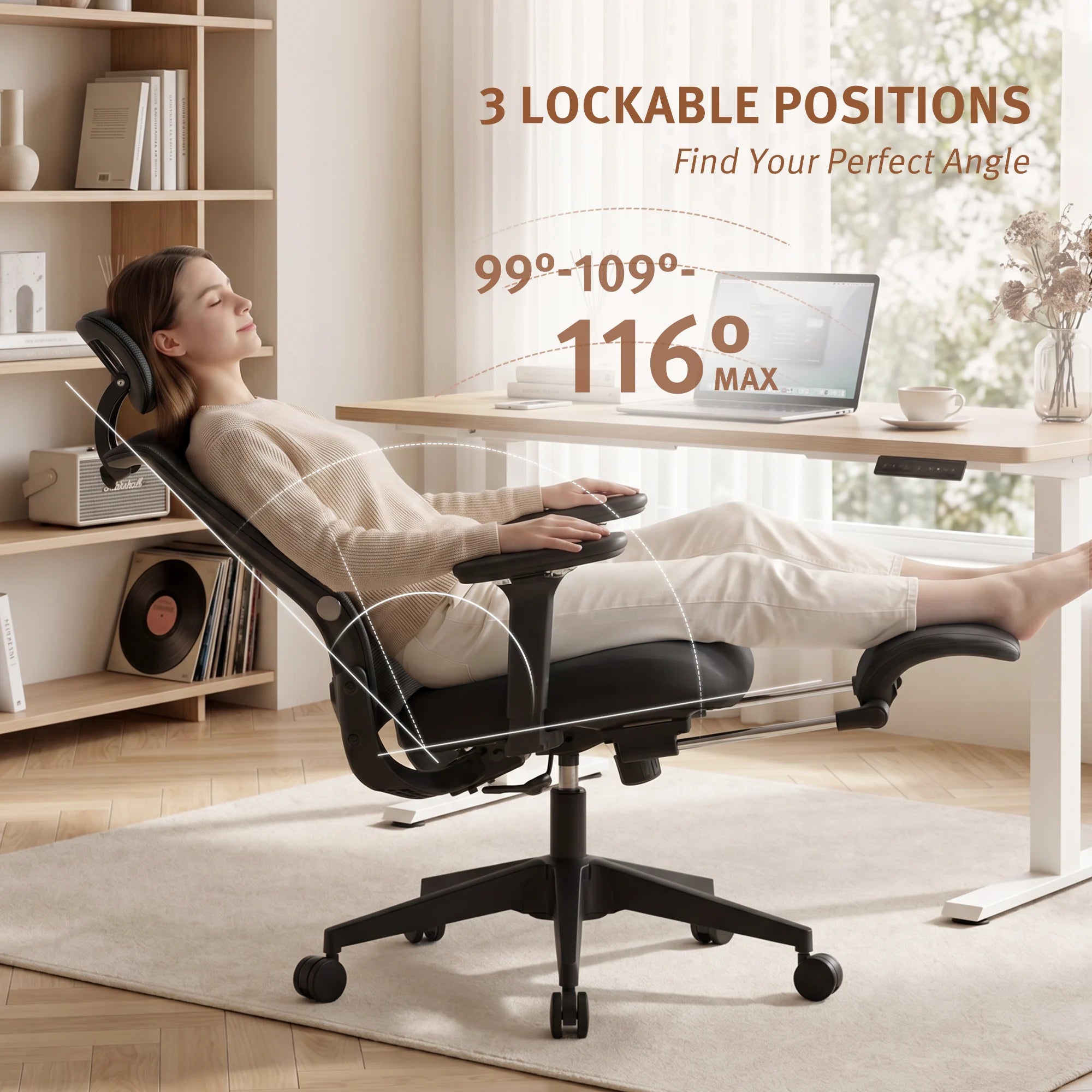 S4 Ergonomic Desk Chair with Foldable Backrest