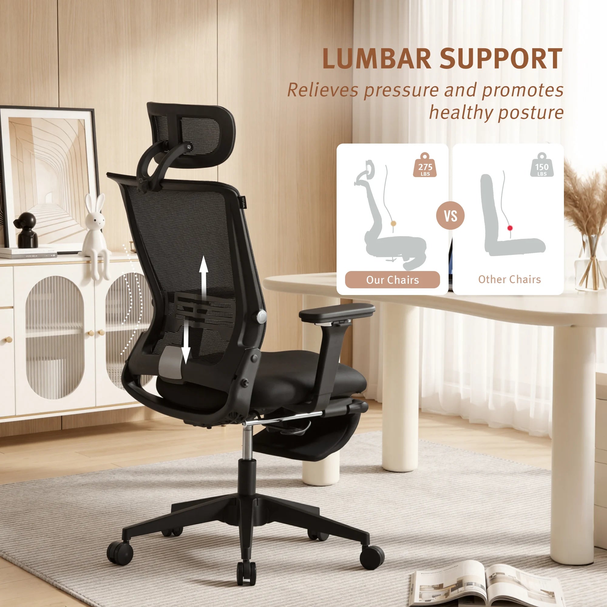 S4 Ergonomic Desk Chair with Foldable Backrest