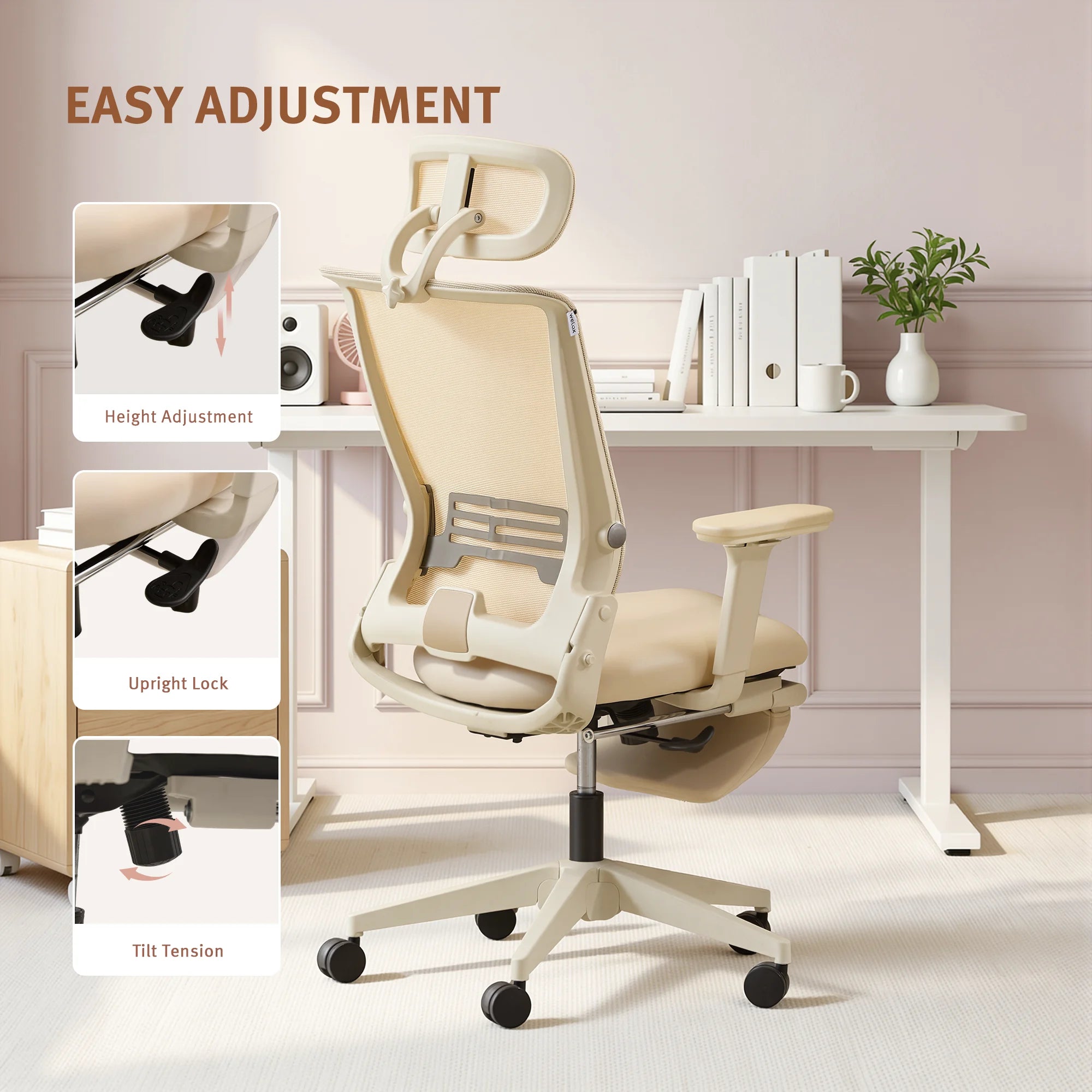 S4 Ergonomic Desk Chair with Foldable Backrest