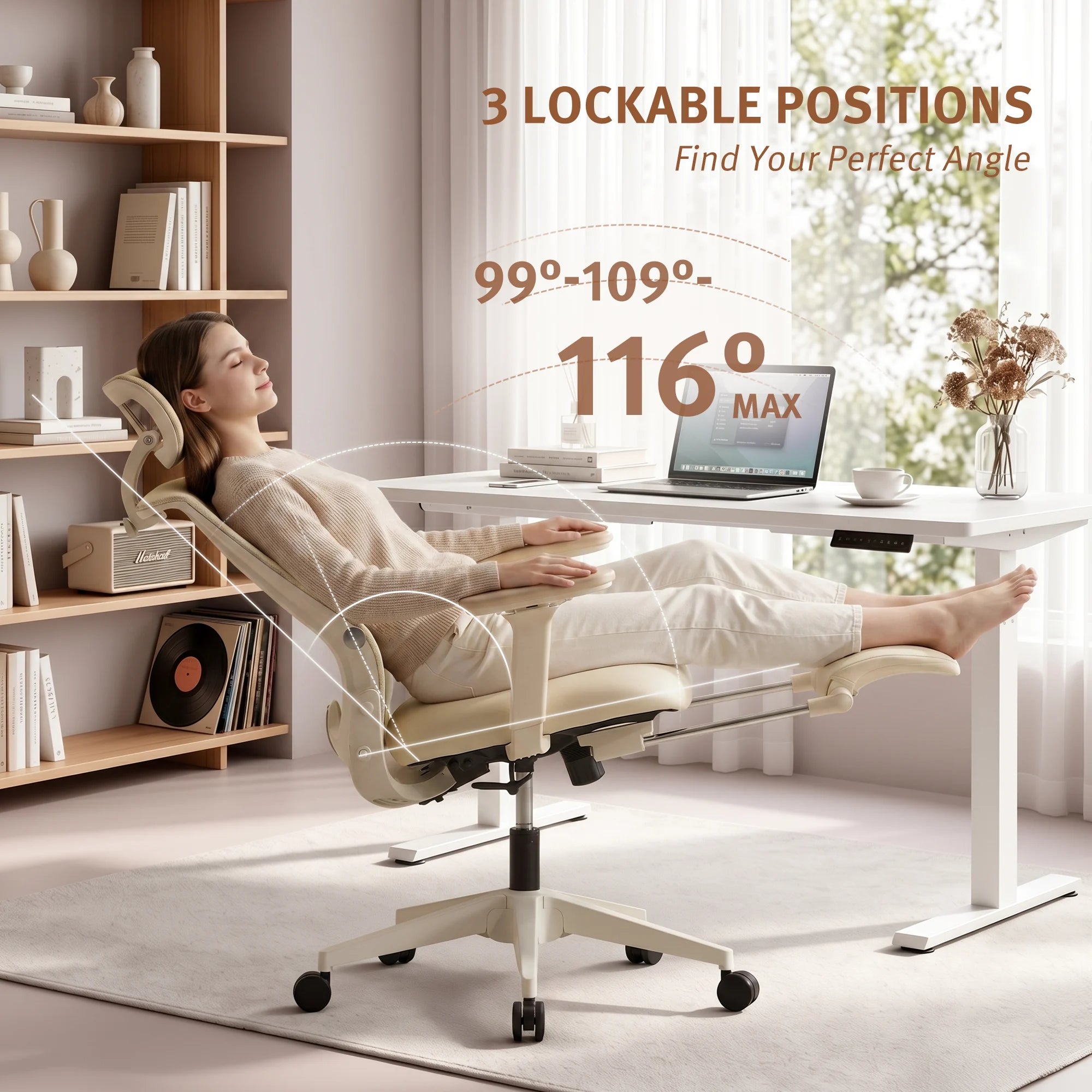 S4 Ergonomic Desk Chair with Foldable Backrest