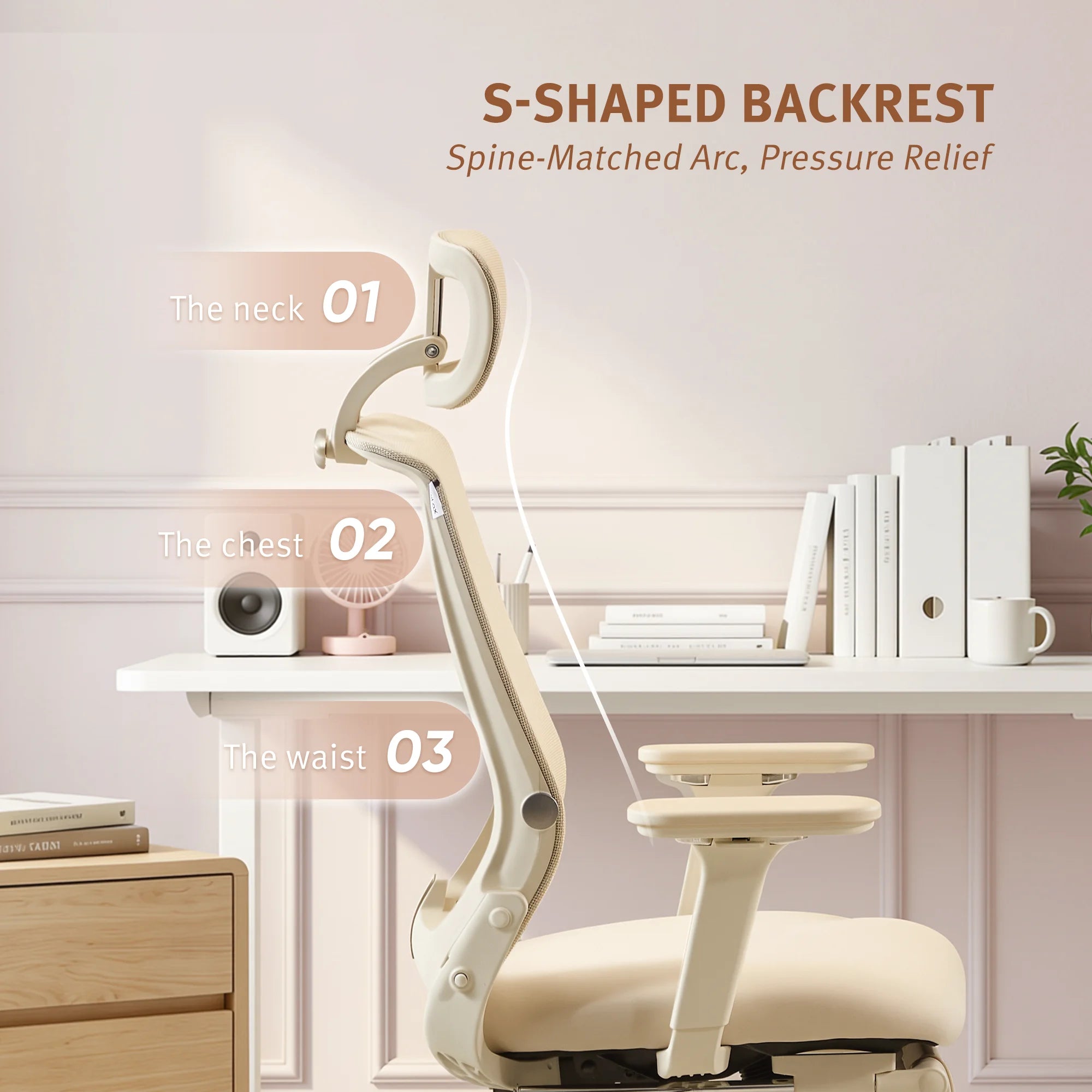 S4 Ergonomic Desk Chair with Foldable Backrest