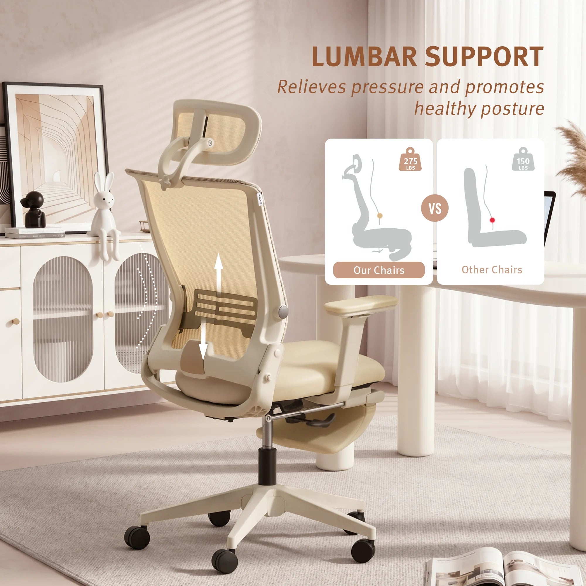 S4 Ergonomic Desk Chair with Foldable Backrest