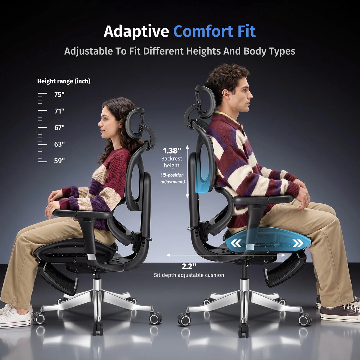 S9 Pro Ergonomic Office Chair with One-Touch Adjustment